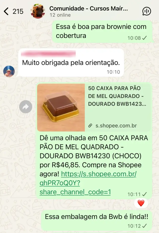 Print da comunidade no WhatsApp